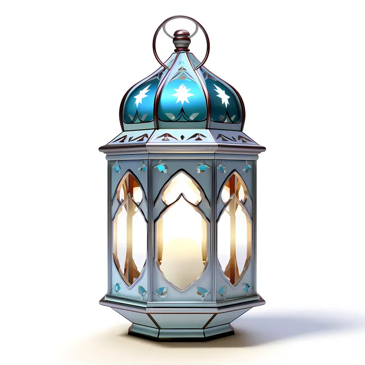 Stylish Blue Lantern with Star Cutouts