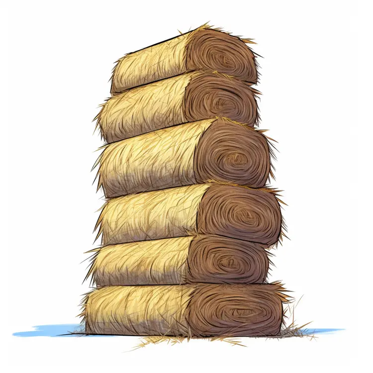 Stacked Hay Bales Illustration