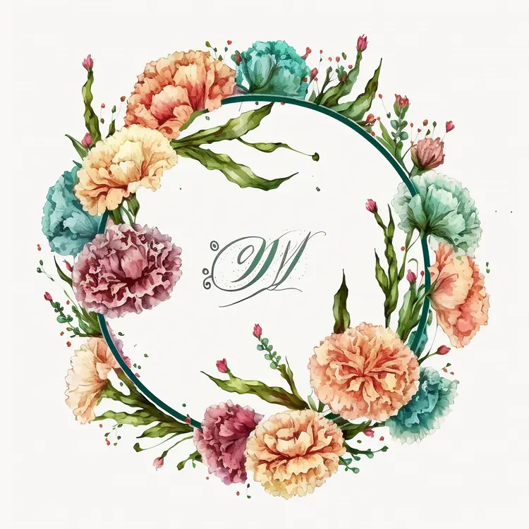 Beautiful Floral Wreath with Initials