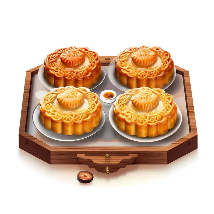 Traditional Mooncakes in a Wooden Box