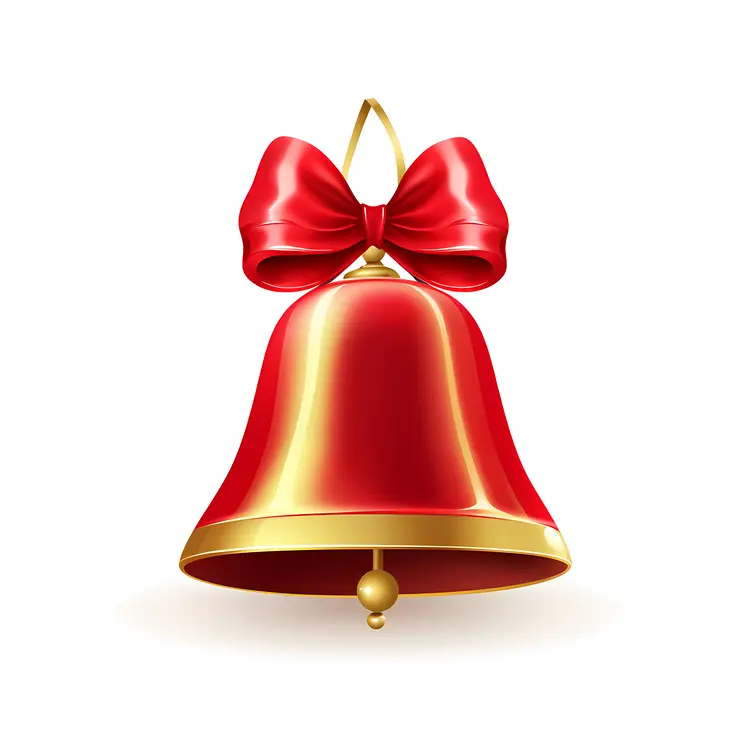Red Bell with Red Ribbon for Christmas Decoration