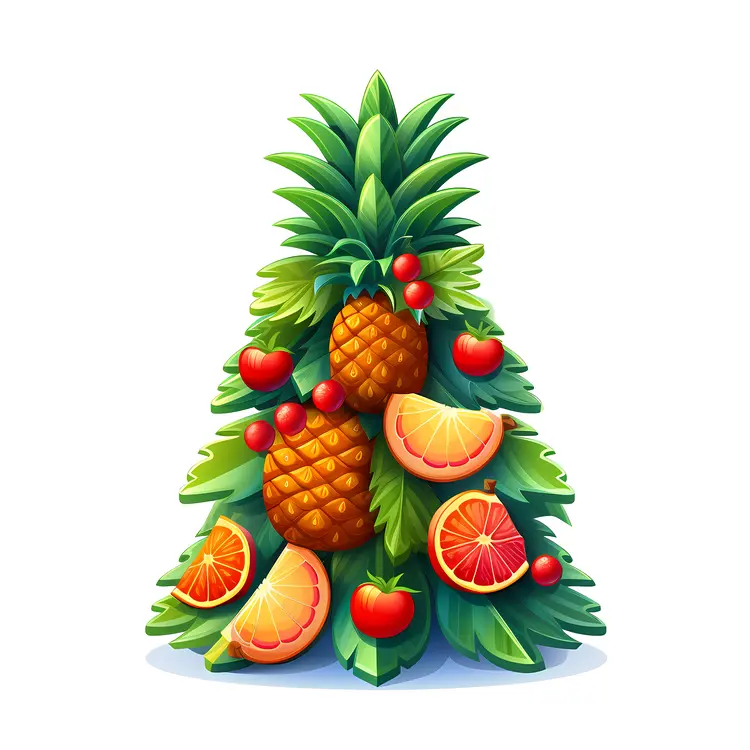 Fruit Christmas Tree with Pineapples and Oranges