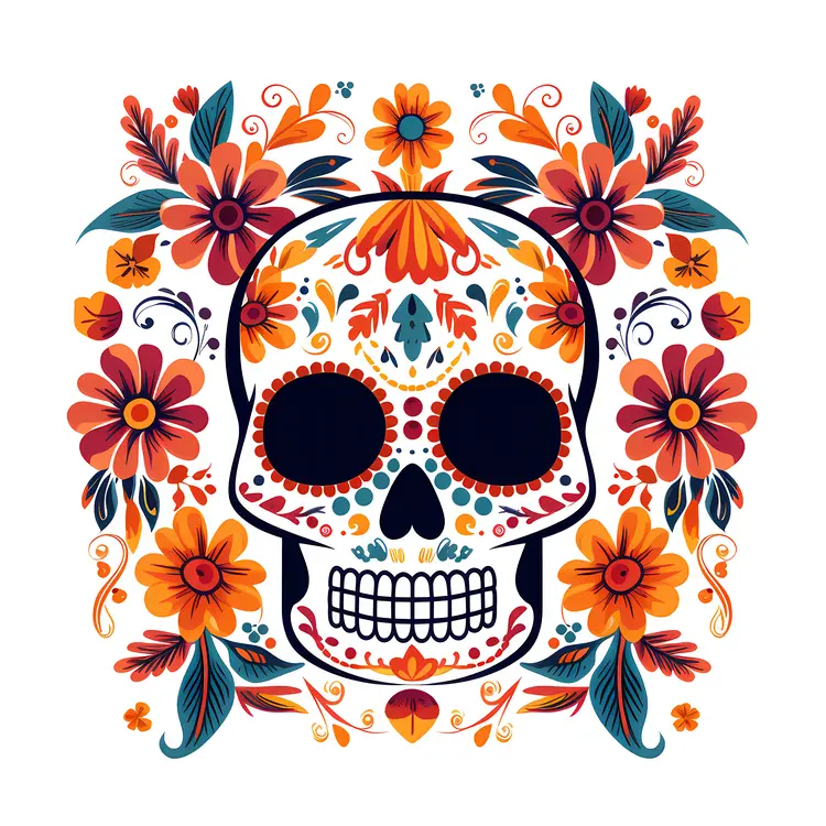Decorative Skull with Floral Patterns