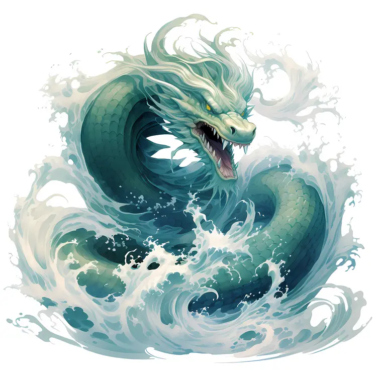Majestic Water Dragon in Mythical Waves