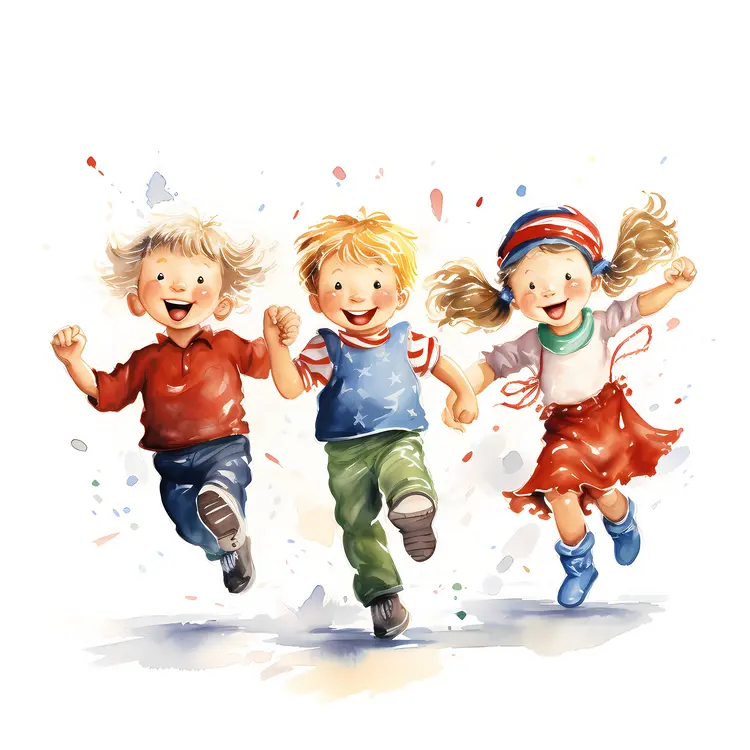 Happy Children Running Outdoors