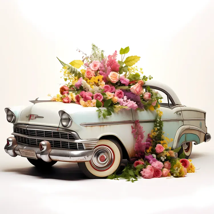 Vintage Car with Beautiful Floral Decoration