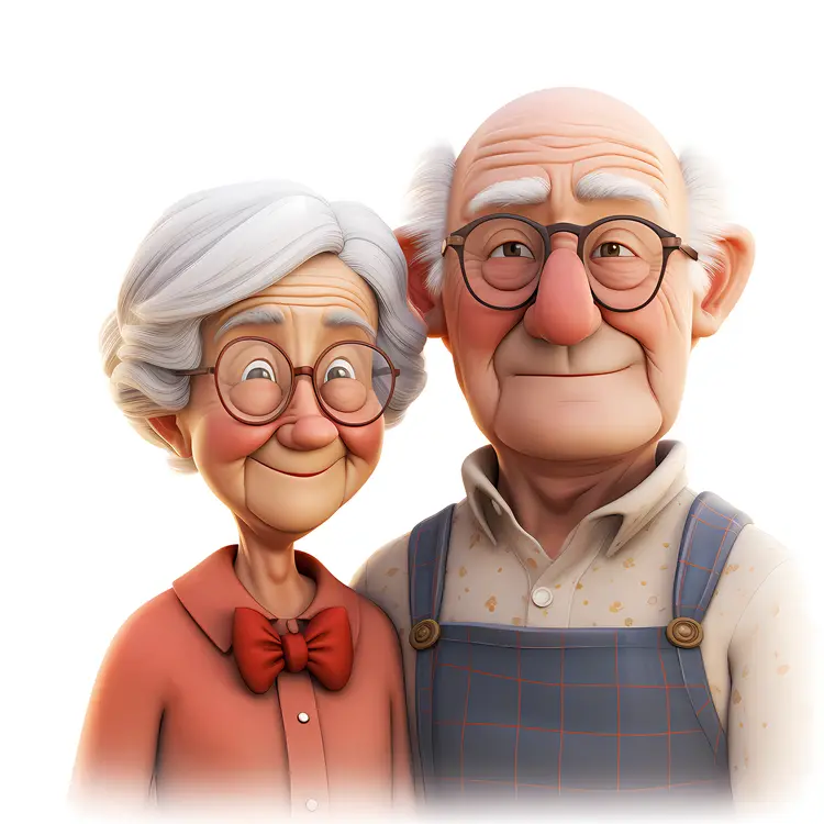 Cartoon Elderly Couple