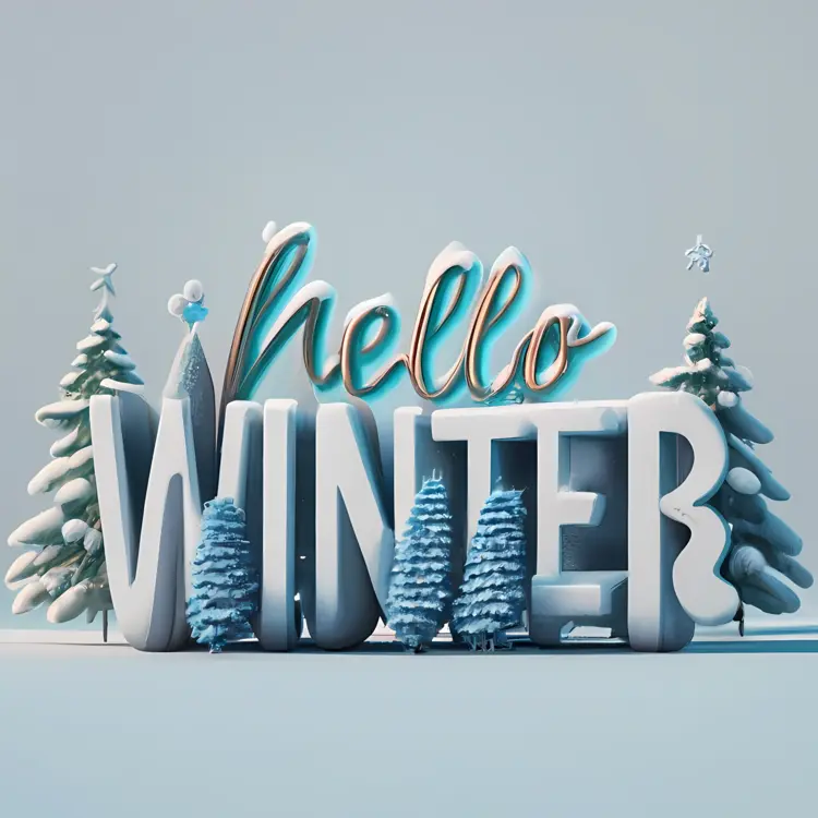 Hello Winter with Snowy Trees