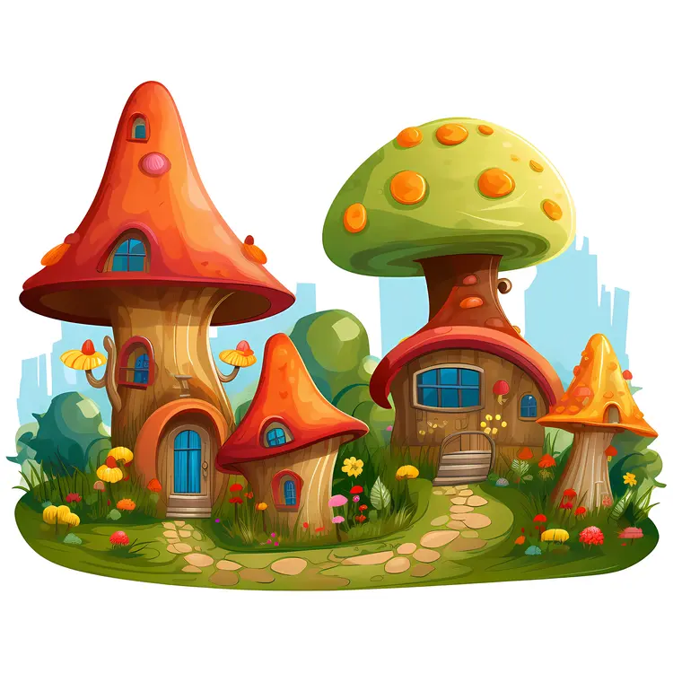 Colorful Mushroom House in a Fantasy Setting