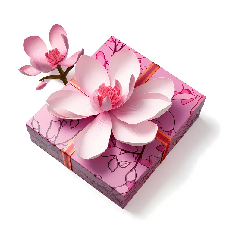 Charming Pink Gift Box with Flower Decoration