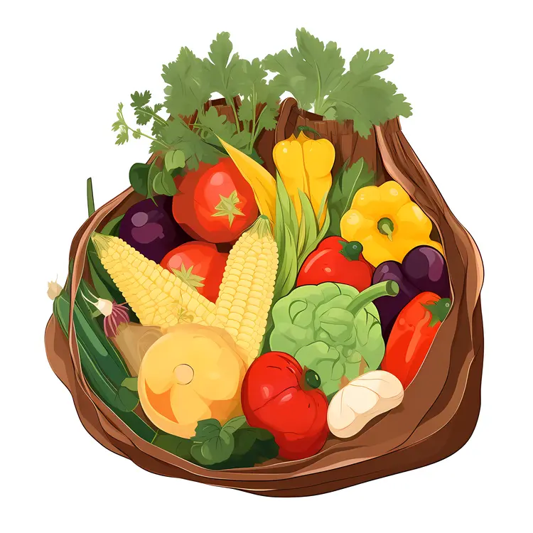 Colorful Vegetables in a Brown Bag