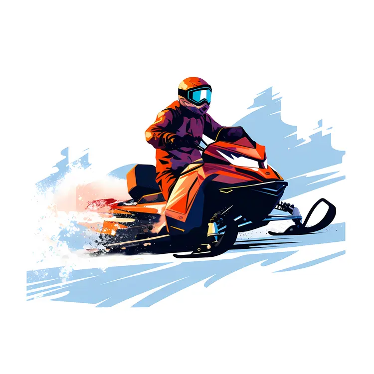 Red Snowmobile on Snowy Terrain