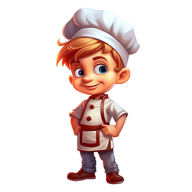 Cute Cartoon Chef Boy in Uniform