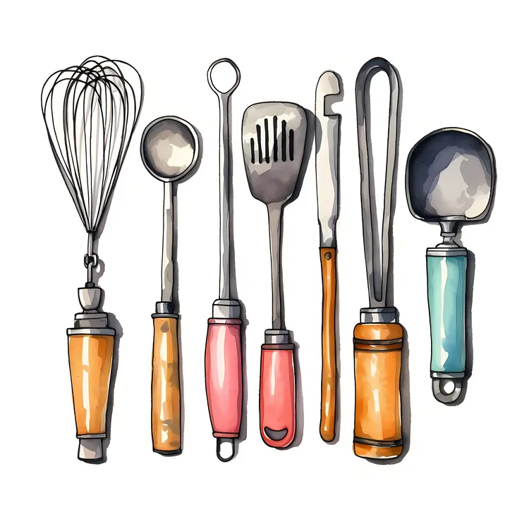 Watercolor Kitchen Utensils Collection