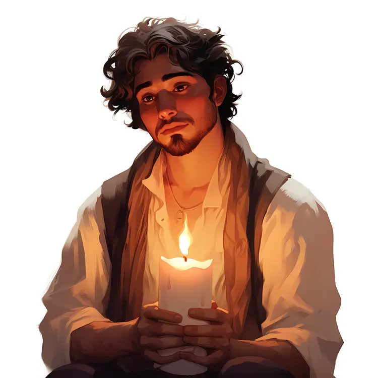 Man Sitting with Candle