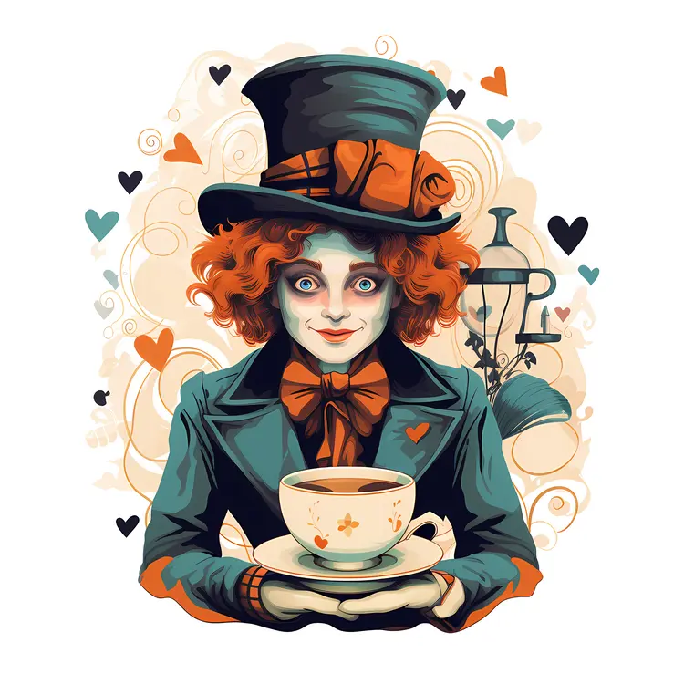 Mad Hatter with Heart and Tea