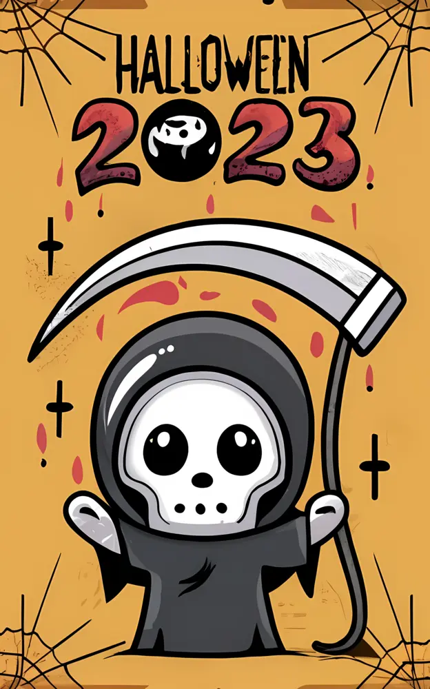 Cute Grim Reaper with Blood for Halloween