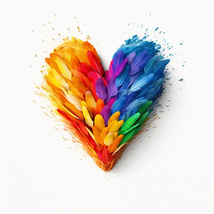 Feathered Rainbow Heart