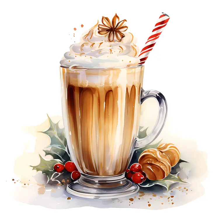 Festive Latte with Whipped Cream