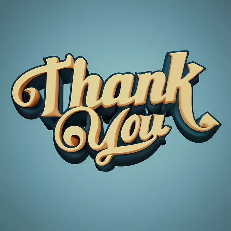 Yellow Thank You Letters on Blue Background
