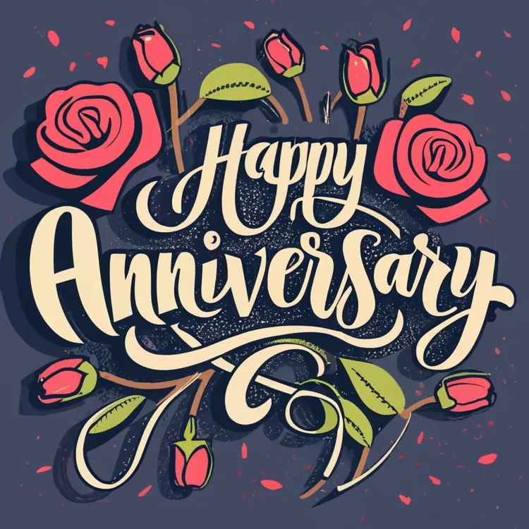 Happy Anniversary with Artistic Rose Design