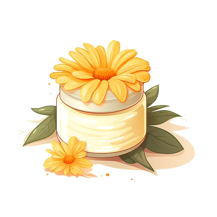 Yellow Flower on Cream Jar