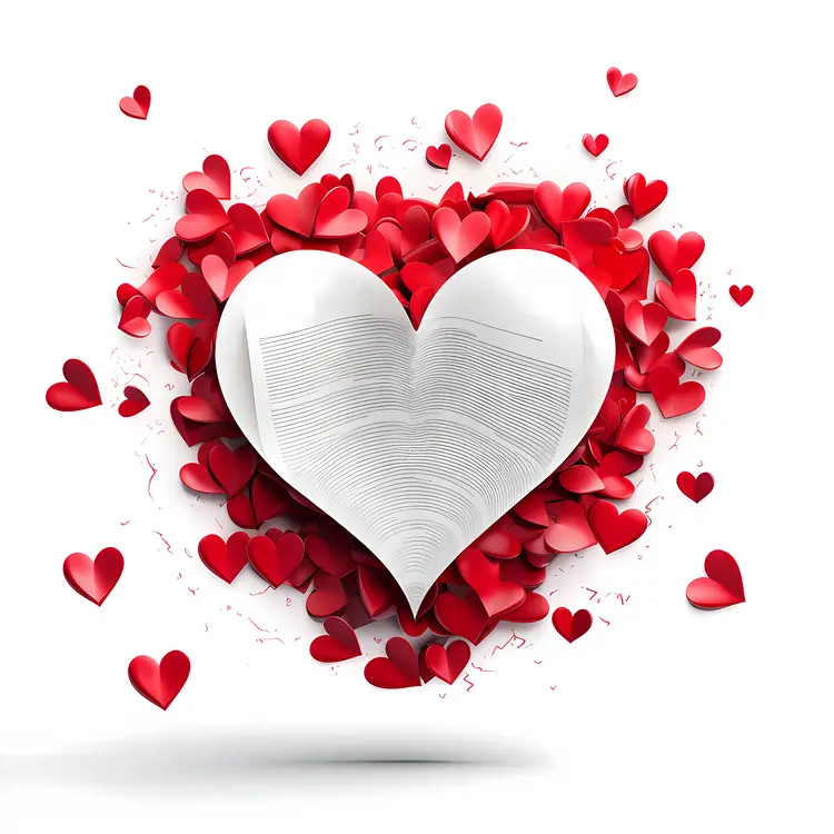 White Heart with Red Petals