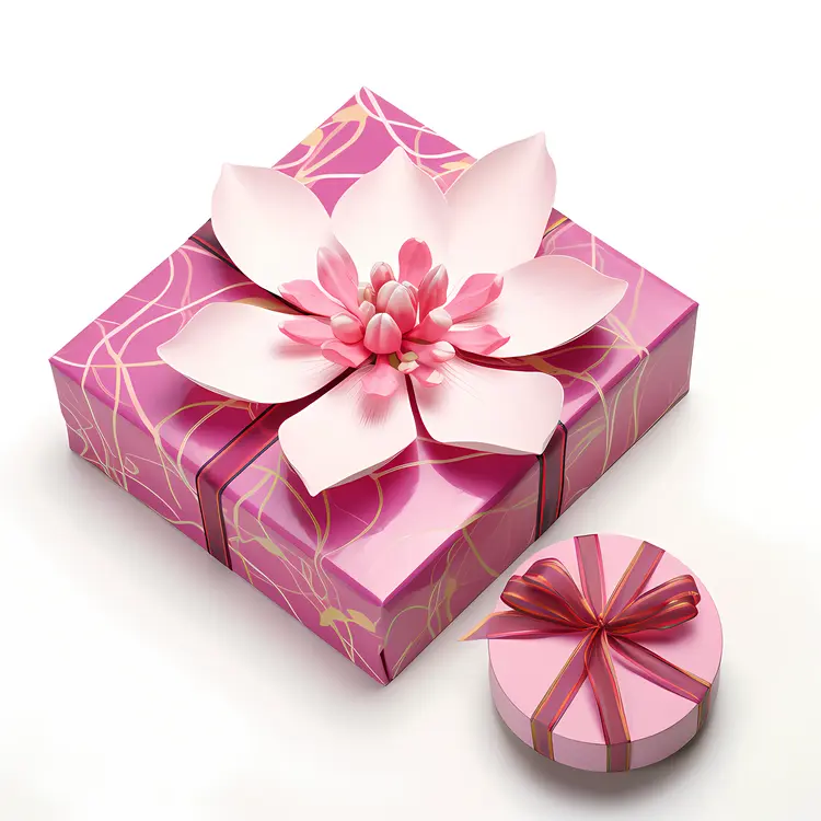 Charming Pink Gift Boxes with Flower Decoration