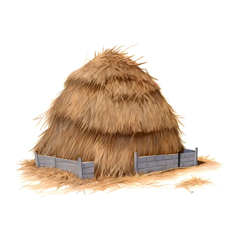 Brown Haystack on a Farm