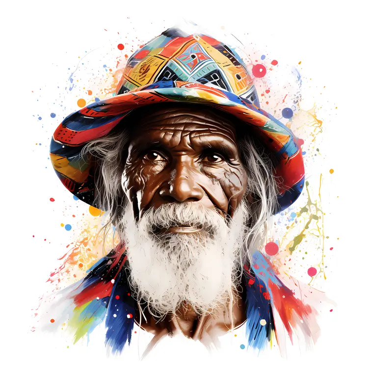 Elderly Man with Colorful Hat