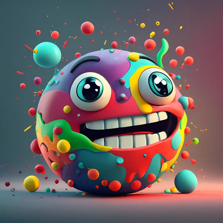 Colorful Monster with Big Eyes and Teeth
