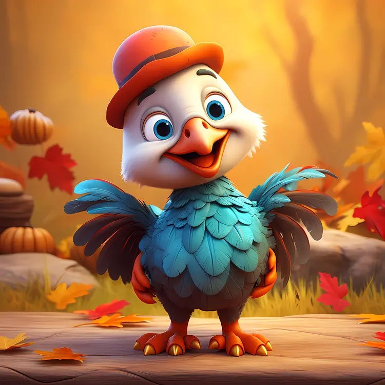 Turkey with Hat in Autumn