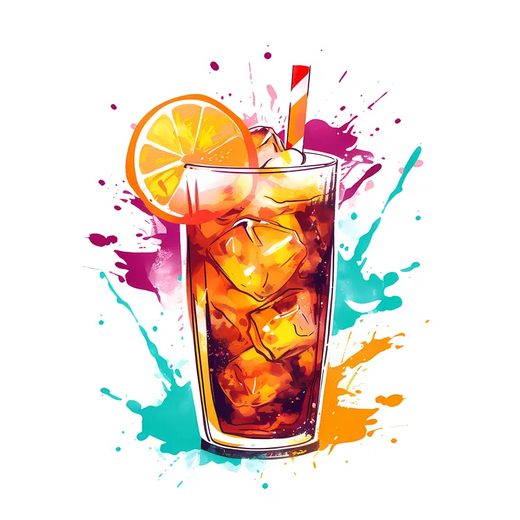 Refreshing Iced Tea with Lemon and Straw