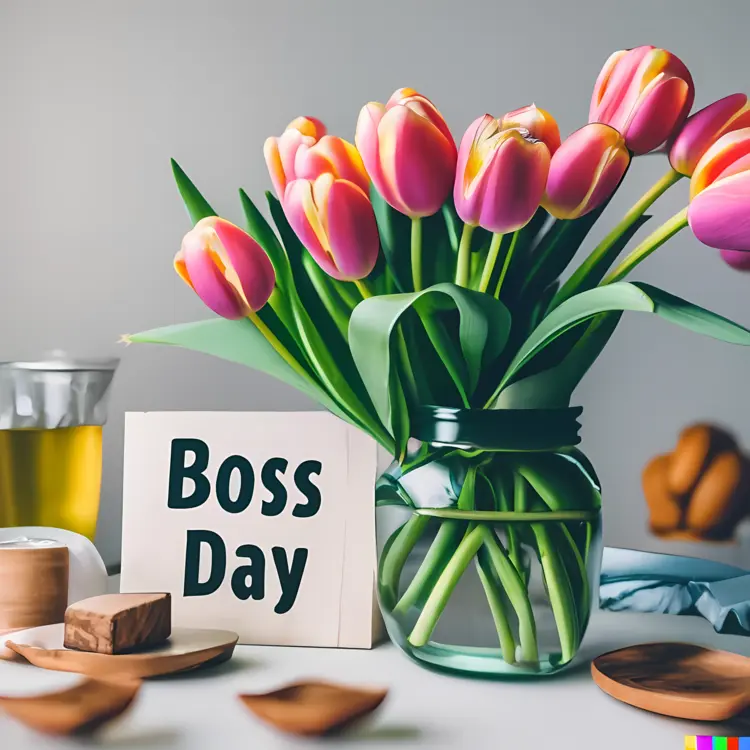 Tulips in Vase for Boss Day