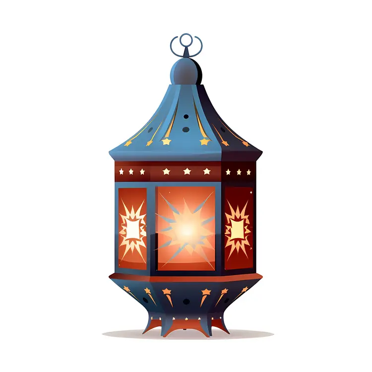 Blue Lantern with Star and Geometric Patterns