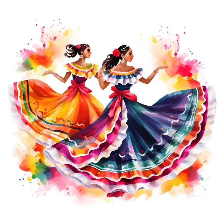 Colorful Dancers in Traditional Dresses