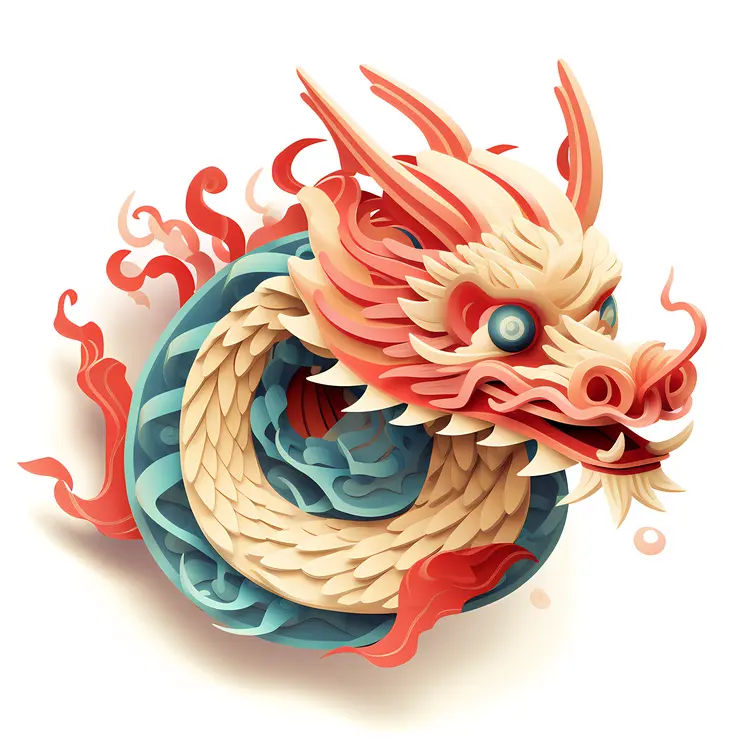 Red and Blue Dragon Illustration