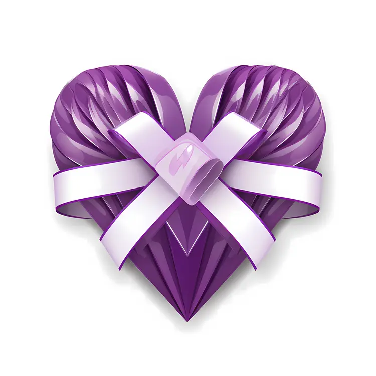 Purple Heart with Ribbon for Valentine's Day
