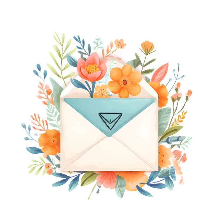 Envelope with Colorful Flowers