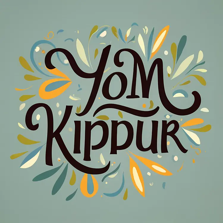 Yom Kippur Text with Floral Design