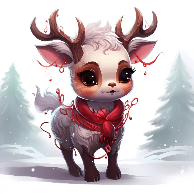 Festive Reindeer with Red Scarf