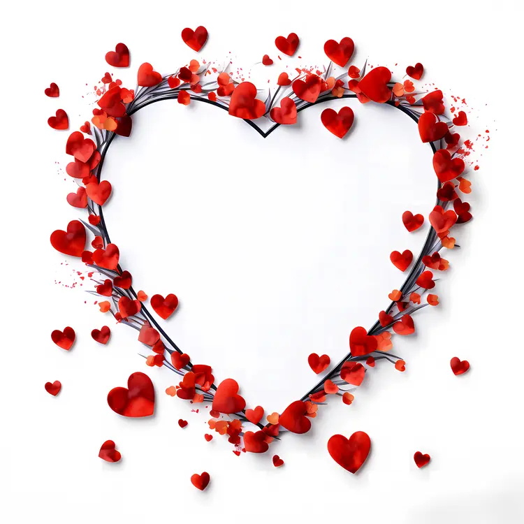 Heart Frame with Red Hearts for Valentine's Day