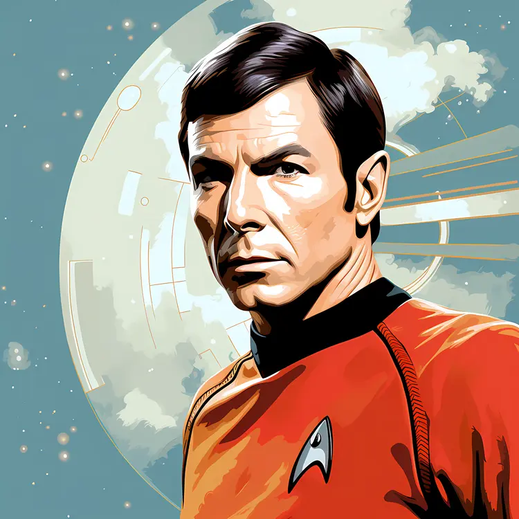 Man in Red Uniform with Space Background