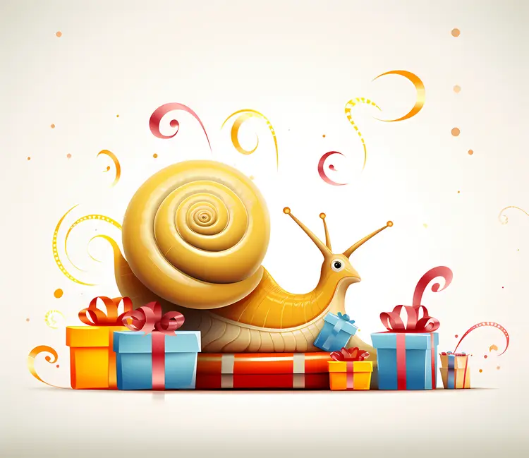 Golden Snail with Holiday Gifts