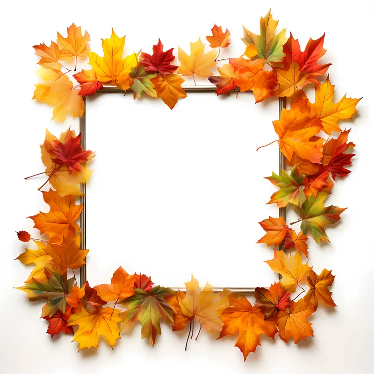Decorative Frame with Autumn Leaves