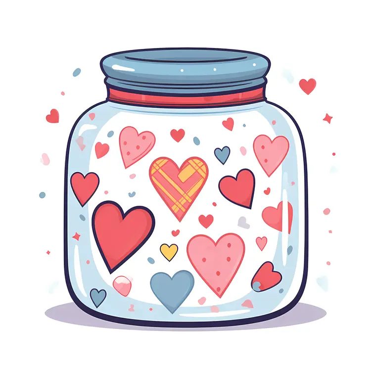 Jar with Various Hearts