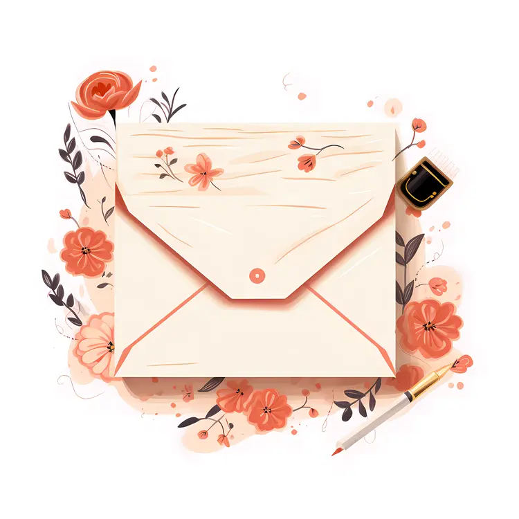 Floral Designed Envelope with Pen