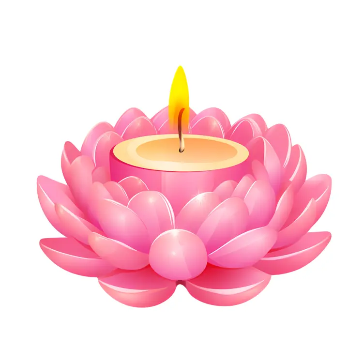 Pink Lotus Candle with Flame