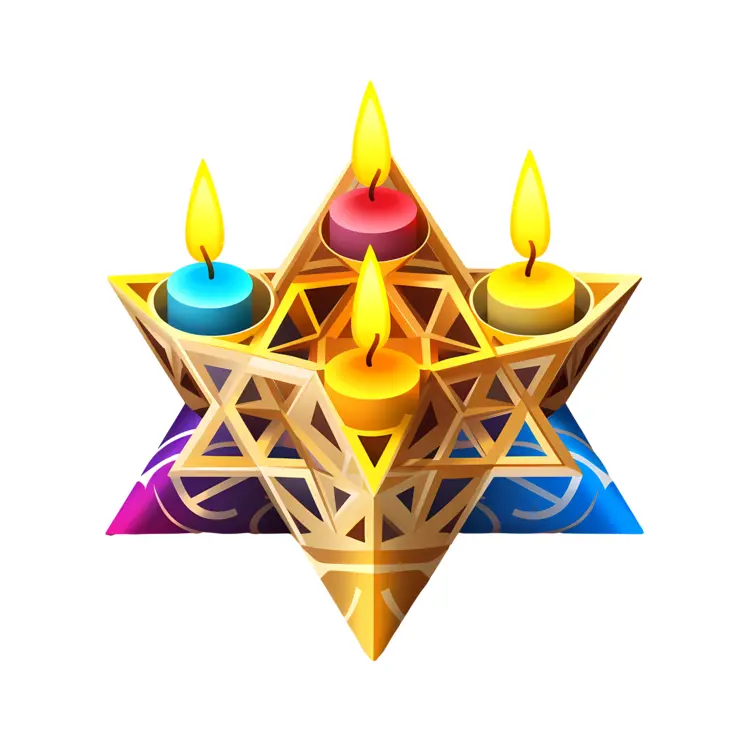 Golden Star with Four Candles for Festival Decoration