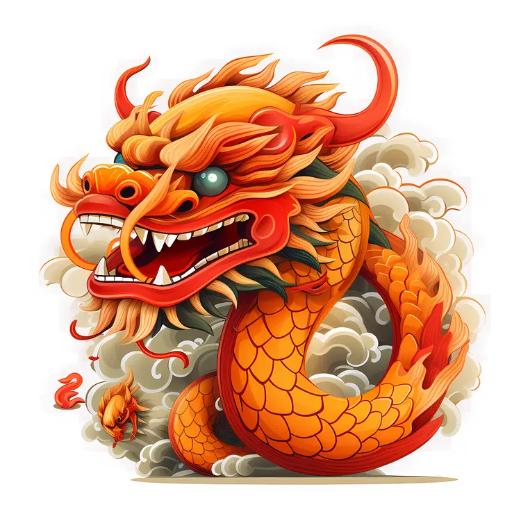 Orange Dragon Head Illustration